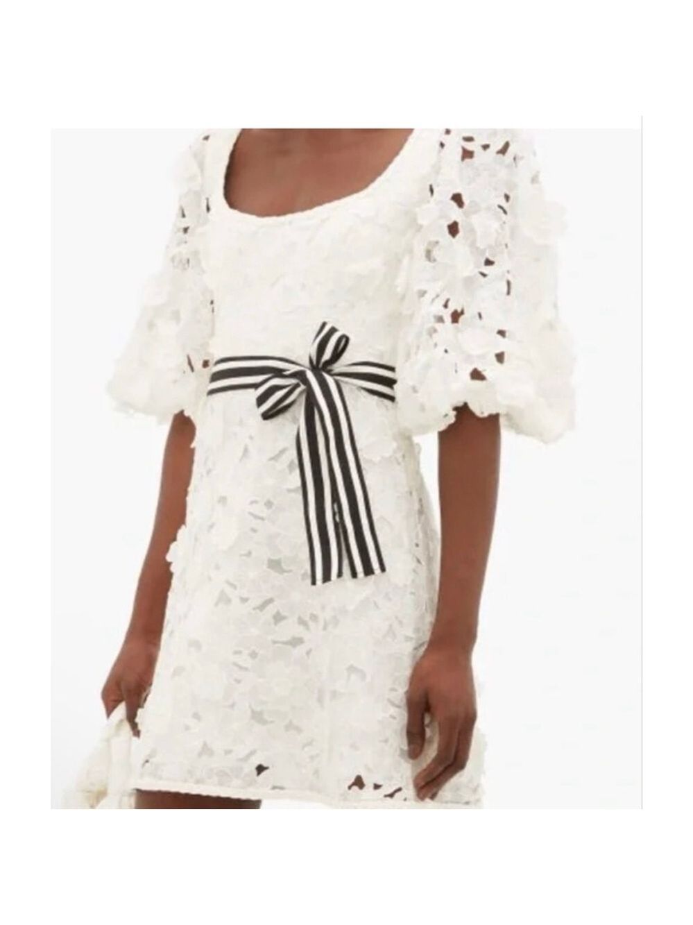 NWT Zimmermann Ivory Lace Mini Dress with Black Stripe Belt Size 3= US 8/10 - Picture 4 of 6